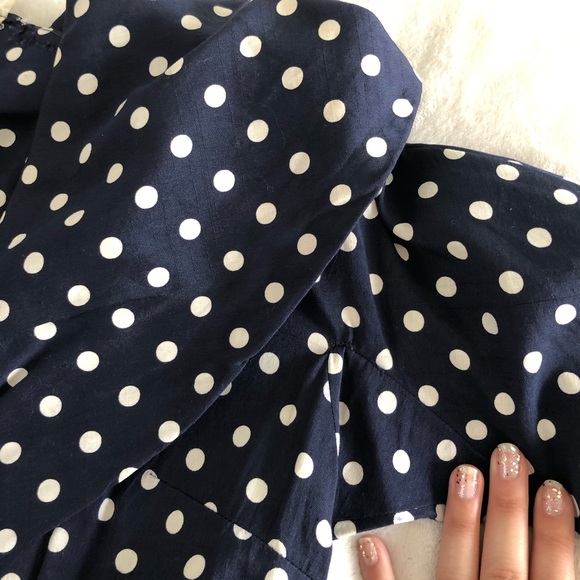 VINTAGE/ 1950s belted polka dot swing dress - Picture 14 of 15